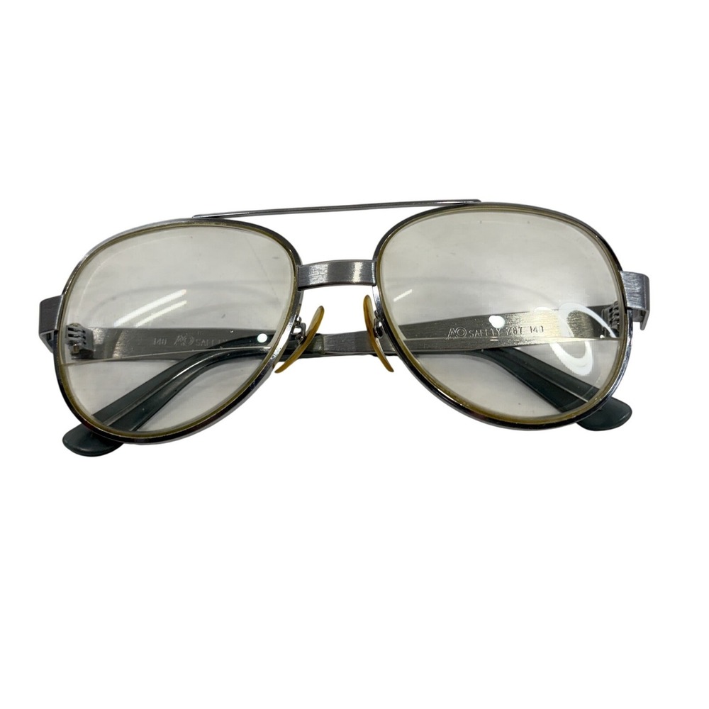American Optical AO Safety Z87 Vintage Aviator Glasses Silver 56-18 140 Mens